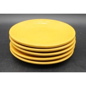 Bauer Pottery Yellow Ringware Bread Plates Set of 5 Vintage 6"